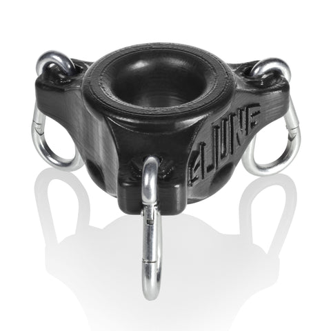 Slung Ballstretcher With 3 Carabiners In Black Black BONDAGE-TOYS