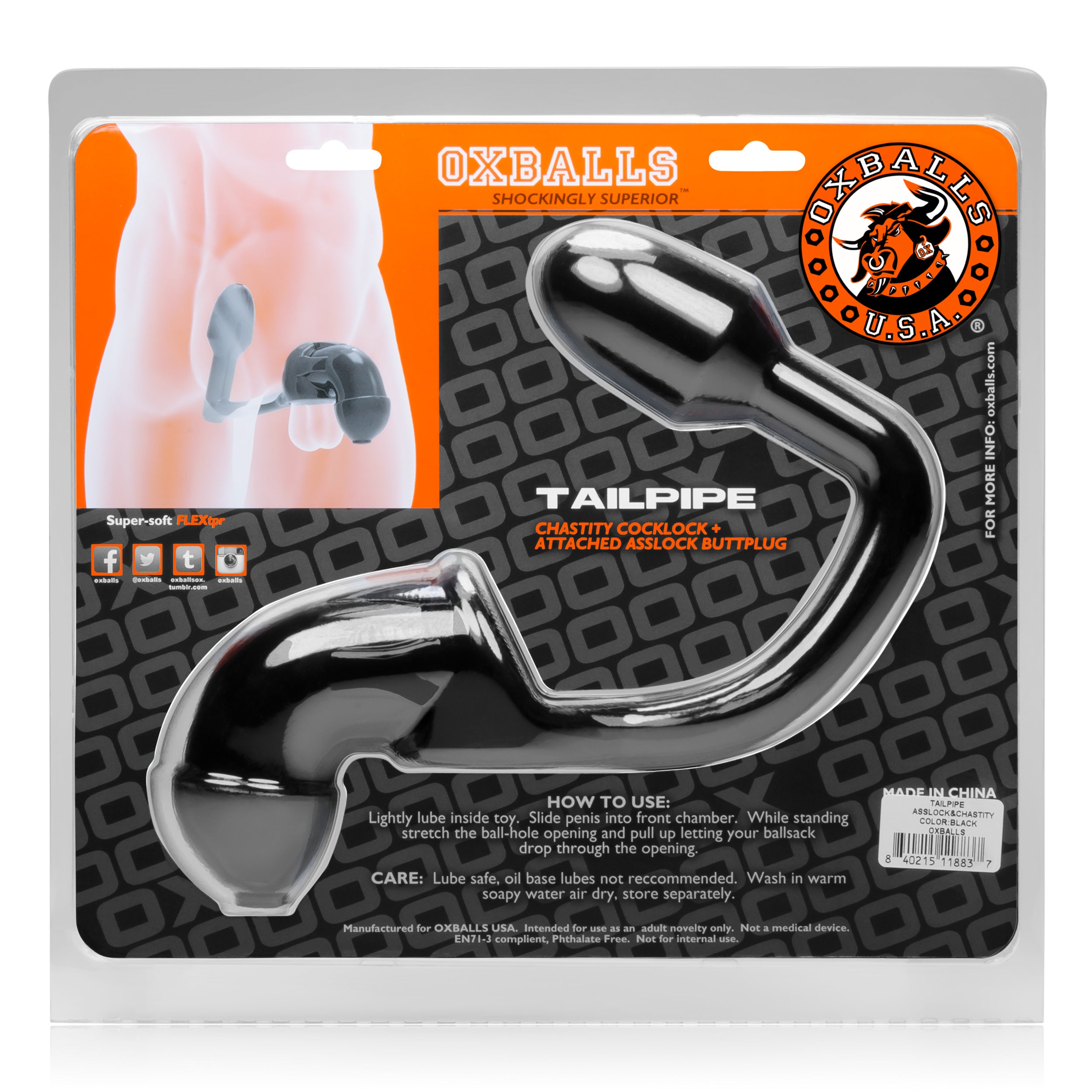 Tailpipe Asslock and Cocklock by Oxballs - Dual Function Cockcage and Buttplug for Enhanced Chastity and Pleasure Cages