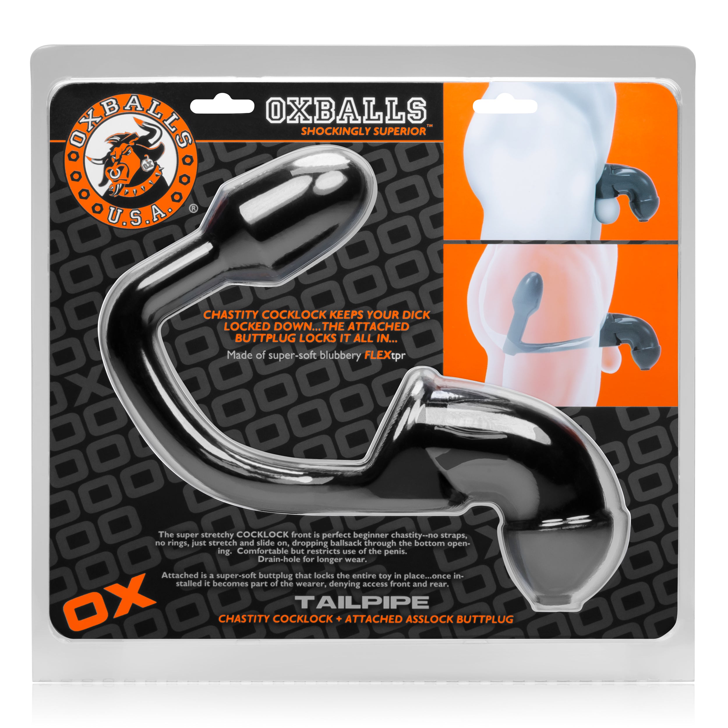 Tailpipe Asslock and Cocklock by Oxballs - Dual Function Cockcage and Buttplug for Enhanced Chastity and Pleasure Cages