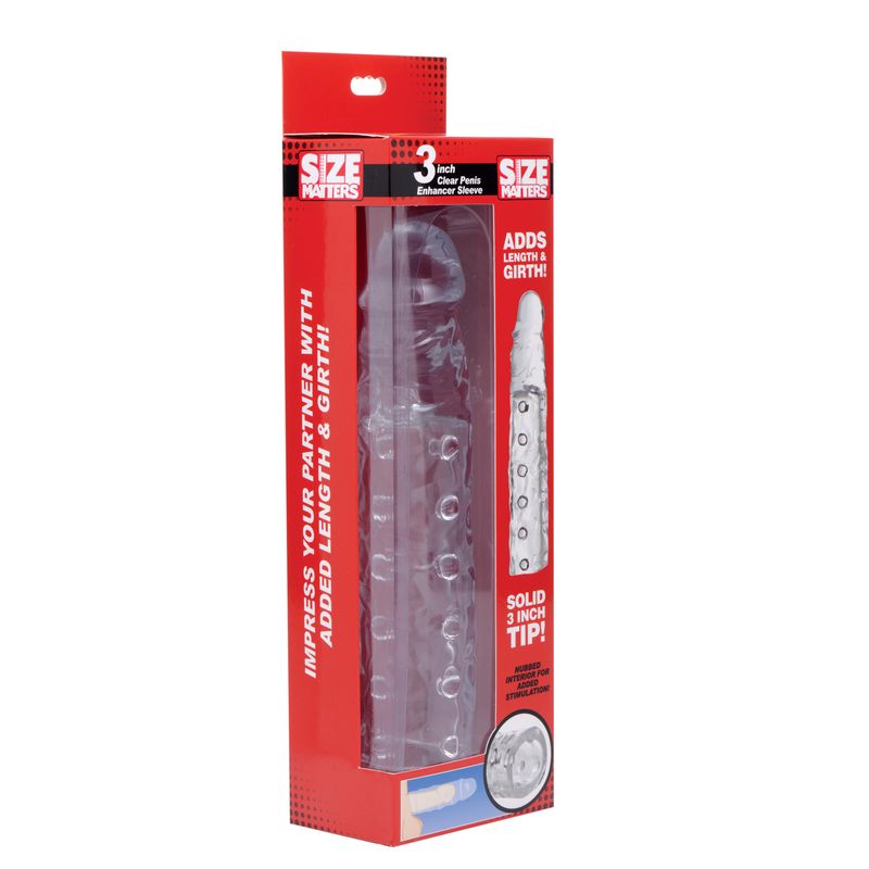 Clear Penis Enhancer Sleeve 3 Inch Length 1 Inch Girth Extension Sleeve > Sex Toys For Men > Penis Sleeves