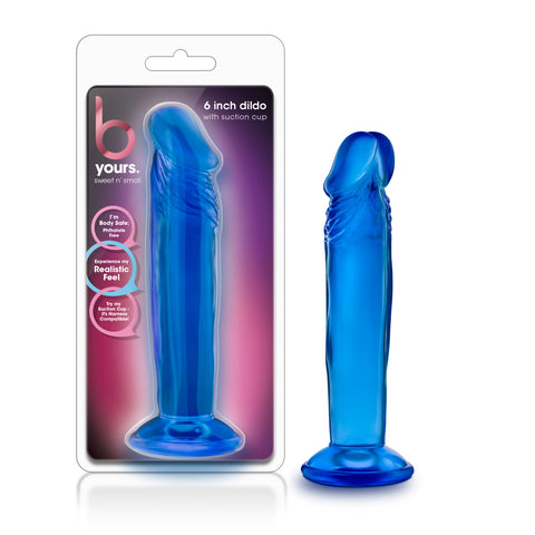B Yours Sweet N Small 6in Blue Realistic Dildo with Suction Cup Blue DONGS