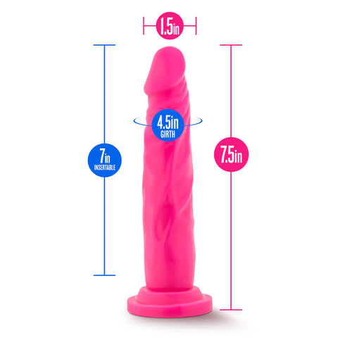 Neo Dual Density Cock 7.5 Inch Neon Pink Dildo DONGS