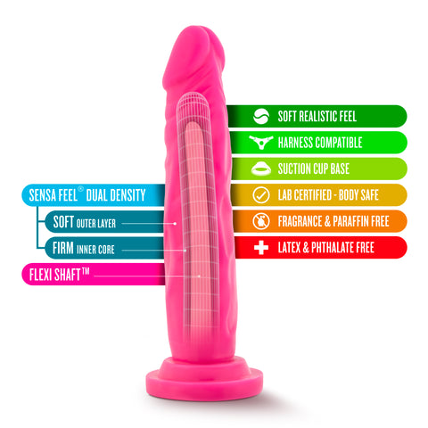 Neo Dual Density Cock 7.5 Inch Neon Pink Dildo DONGS