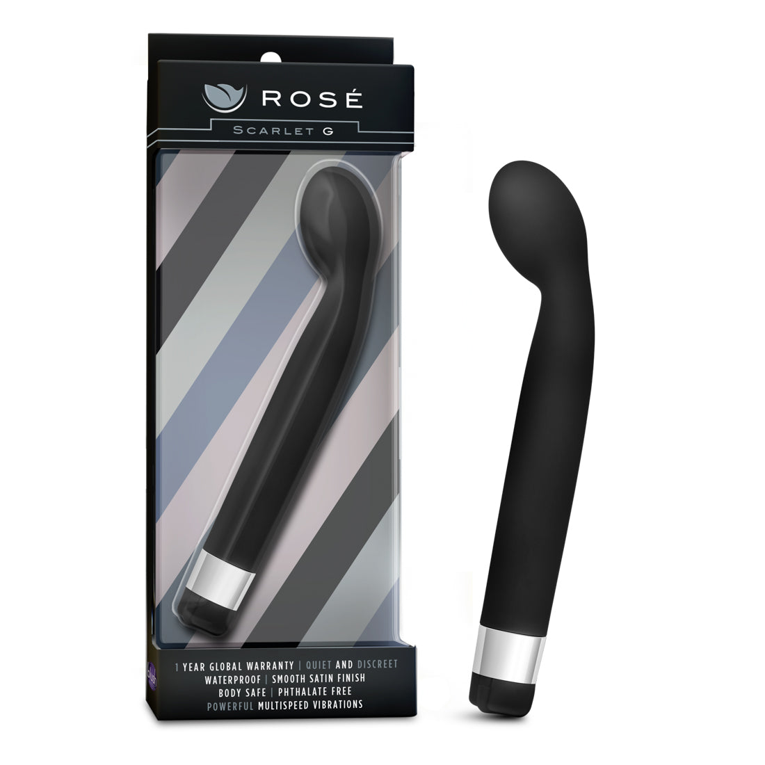 Rose Scarlet G Black G-Spot Vibrator Waterproof 7 Inch Black > Sex Toys For Ladies > G-Spot Vibrators
