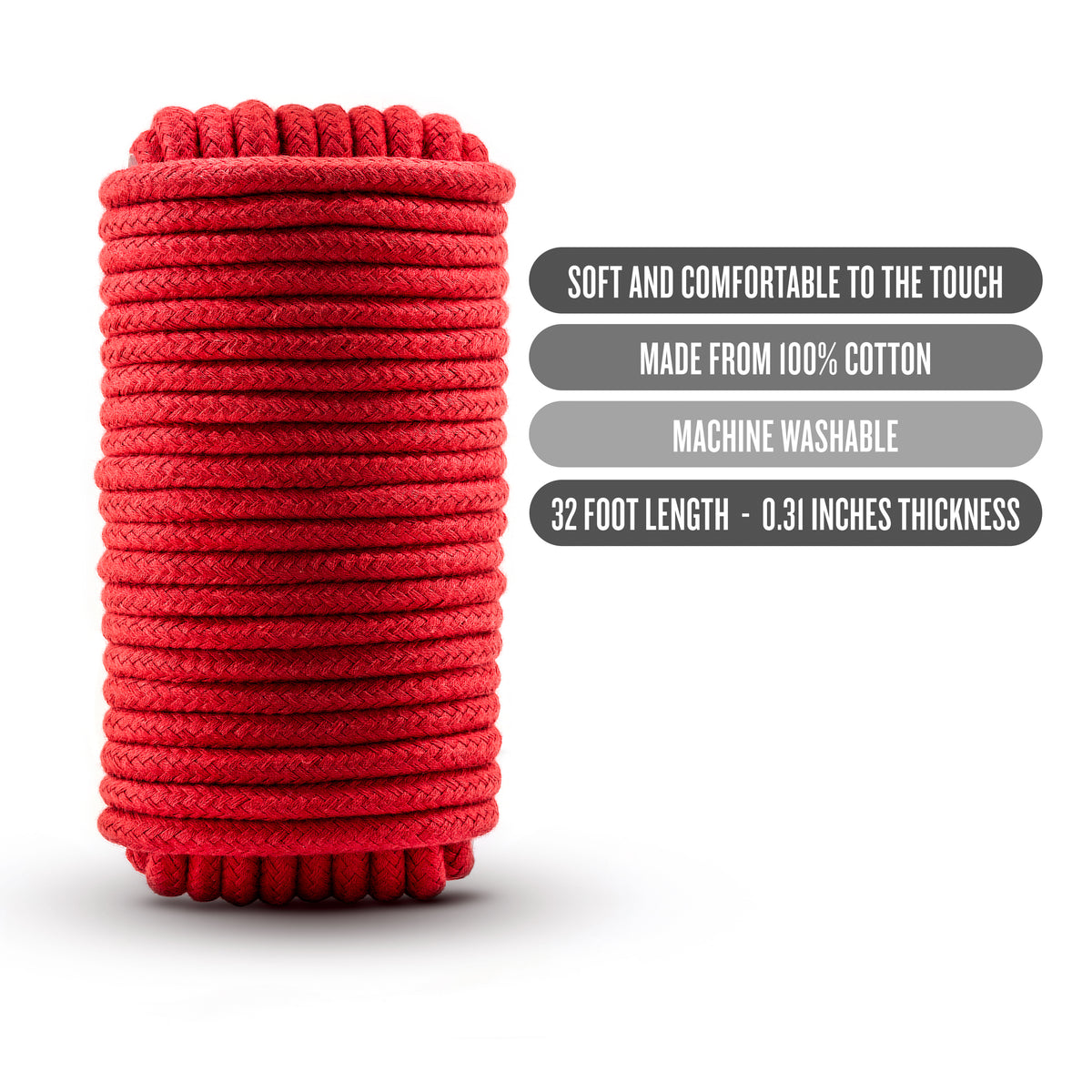 Temptasia Bondage Rope 10 Meter Red Cotton Restraint Rope > Bondage Gear > Rope