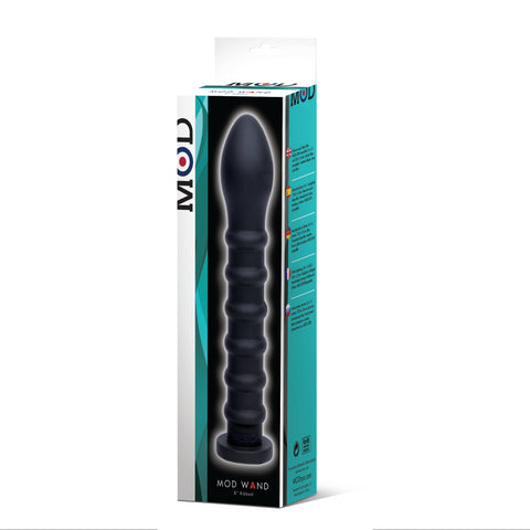 MOD Wand Ribbed Black 7.5 Inch Silicone Pleasure Tool Black Sex Machines