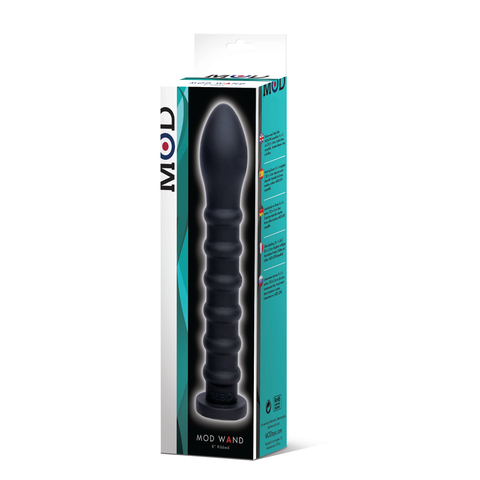 MOD Wand Ribbed Black 7.5 Inch Silicone Pleasure Tool Sex Machines