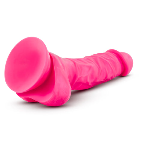 Neo Elite 7.5 Inch Silicone Dual Density Cock with Balls Neon Pink DONGS