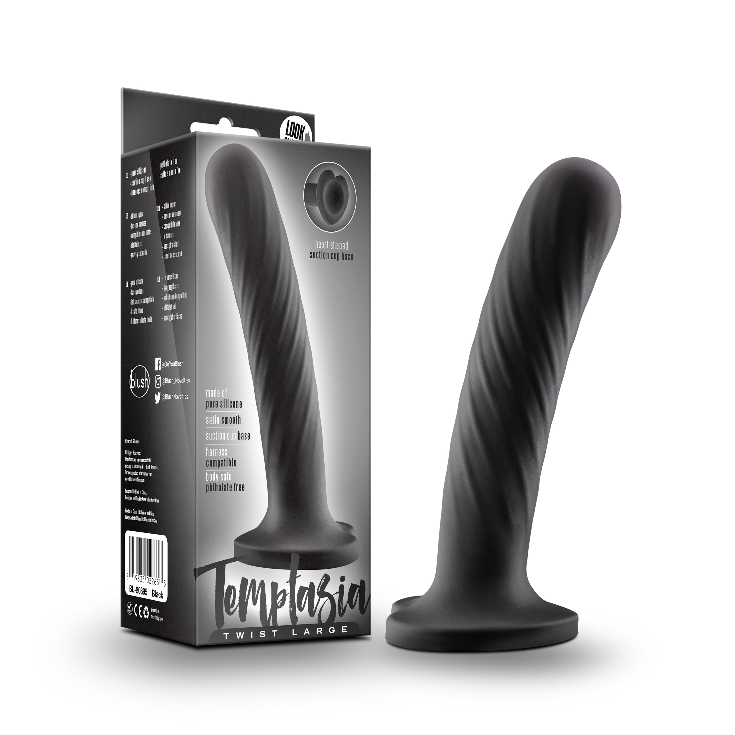 Temptasia Twist Large with Unique Swirling Texture Black > Dildos > Neutral Dildos