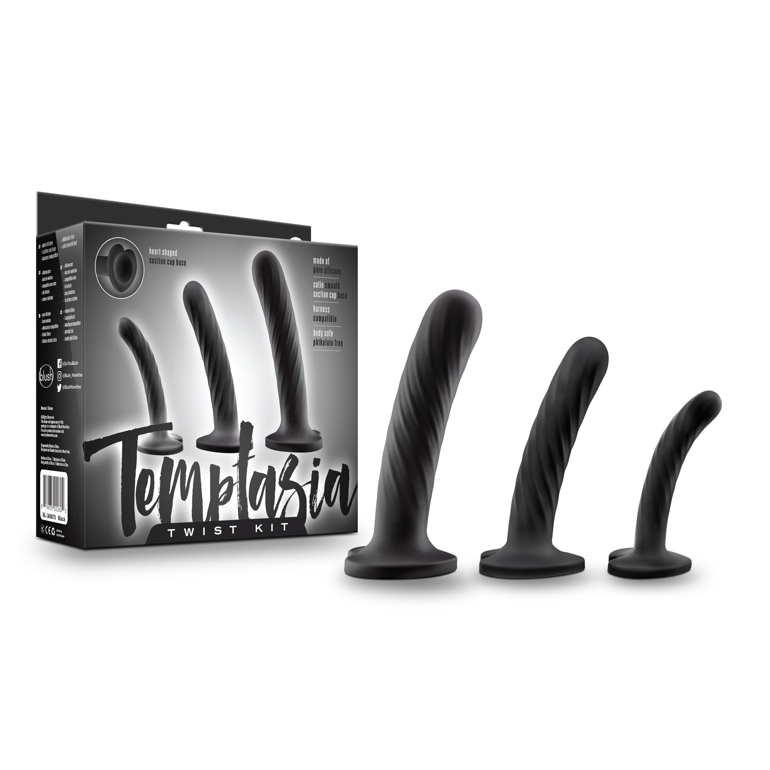 Temptasia Twist Kit Set of Three Unique Swirling Dildos for Enhanced Playtime Dongs Neutral