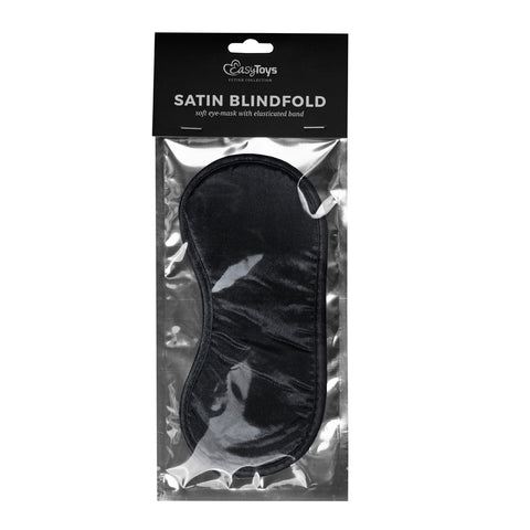 Black Satin Eye Mask for Sensory Deprivation and Intimacy Blindfold