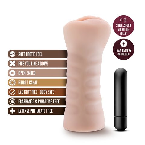 M for Men Ashley Vanilla Soft Vibrating Masturbator Strokers - Auto