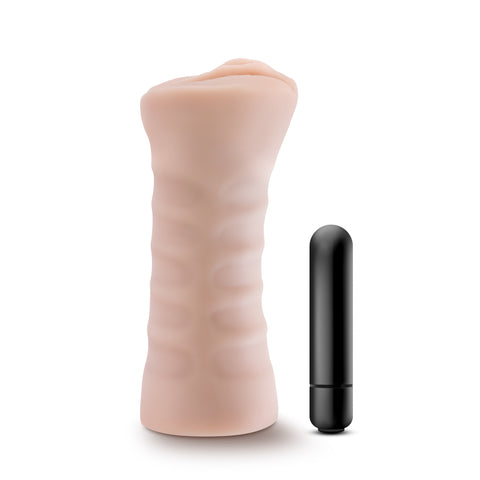 M For Men Rain Vanilla Realistic Vibrating Sleeve Toy Strokers - Manual