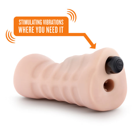 M For Men Rain Vanilla Realistic Vibrating Sleeve Toy Strokers - Manual