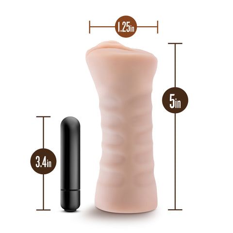 M For Men Rain Vanilla Realistic Vibrating Sleeve Toy Strokers - Manual