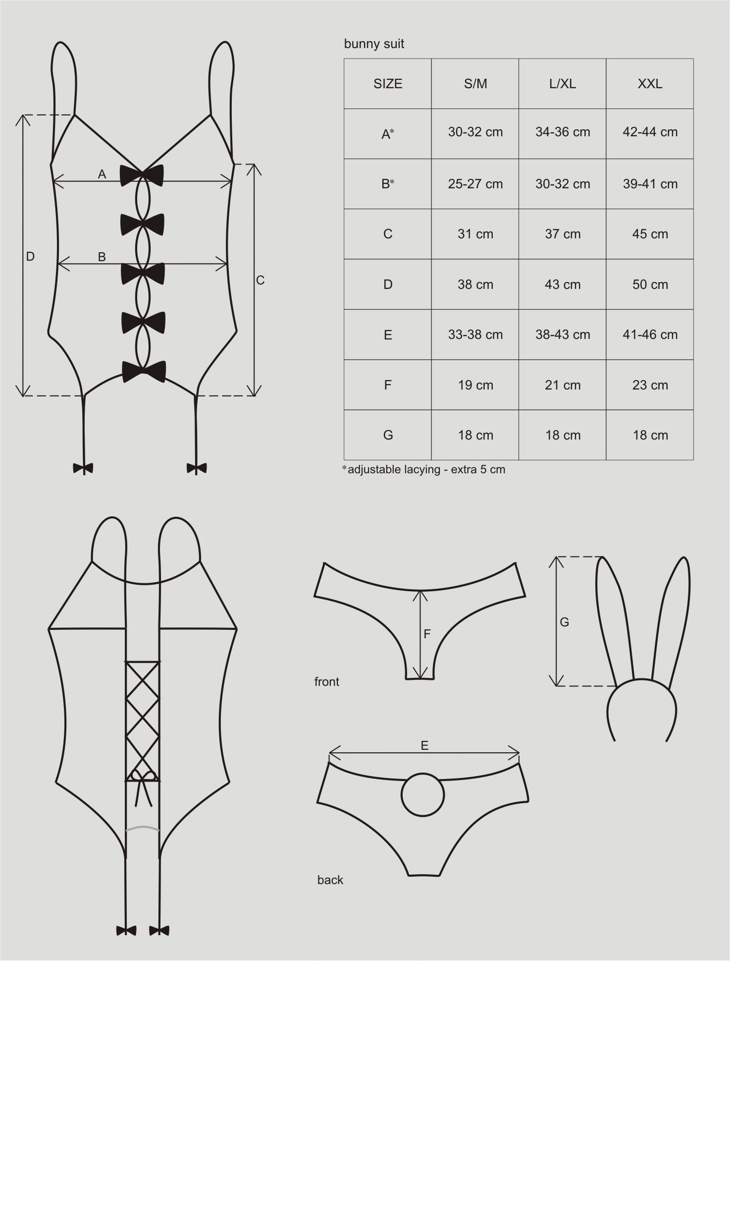 Obsessive Women’s Sexy Bunny Suit Costume With Adjustable Garters Costumes