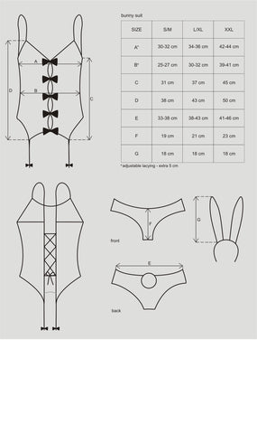 Obsessive Women’s Sexy Bunny Suit Costume With Adjustable Garters Costumes