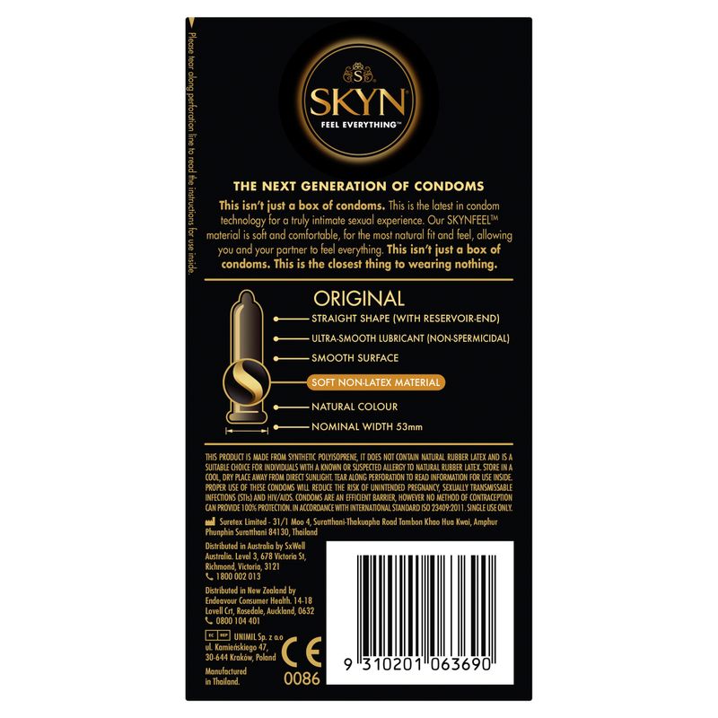 Skyn Original – Natural Feeling Polyisoprene Condoms 10 Pack > Essentials > Condoms > Non-Latex