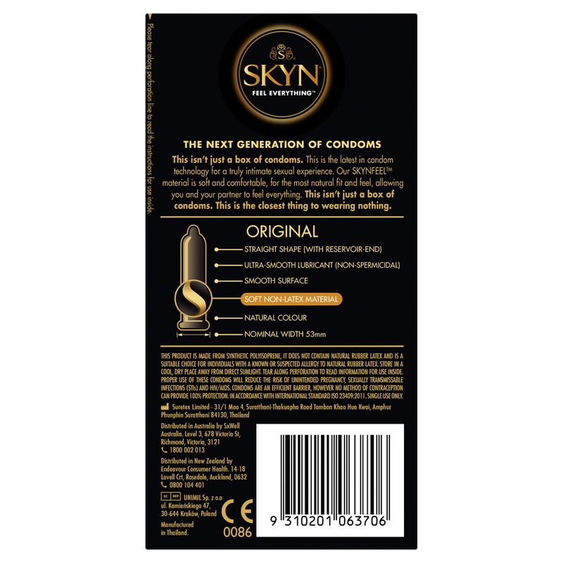 Skyn Original – Natural Feeling Polyisoprene Condoms 53mm 20 Pack > Essentials > Condoms > Non-Latex