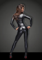 Power Wetlook Overall With Leash And Two Way Zipper Black Large > Clothes > Womens Harnesses