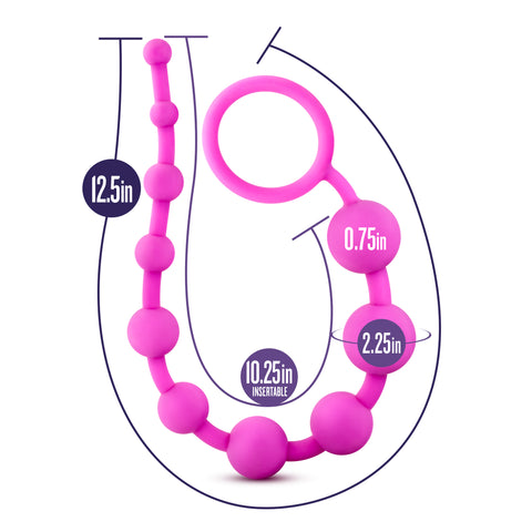 Luxe Silicone 10 Beads Pink 12.5 Inch Anal Toy > Anal Range > Anal Beads