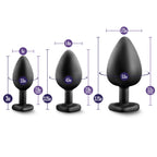 Luxe Bling Plugs Training Kit Black With Rainbow Gems 3 Sizes > Anal Range > Butt Plug Kits