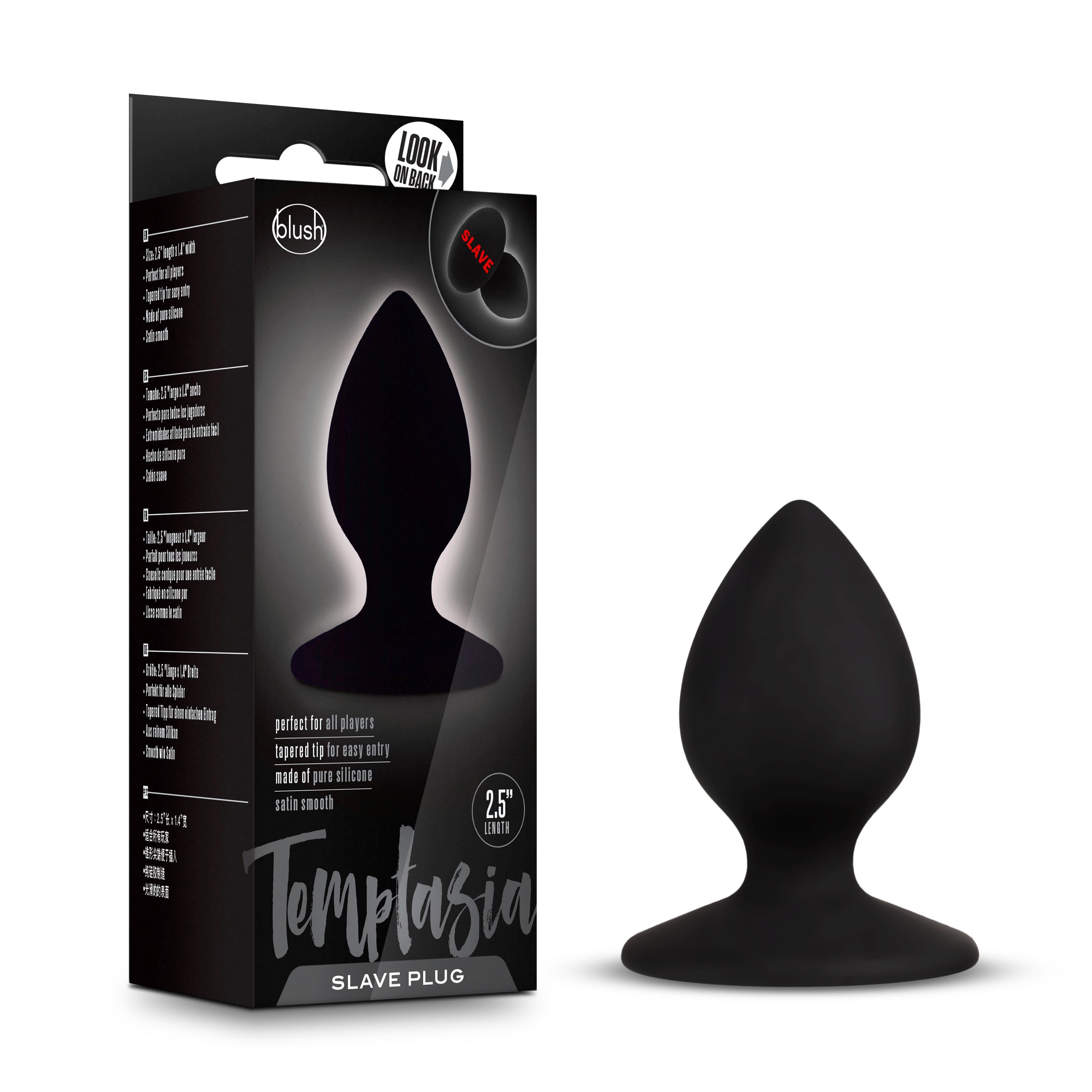 Temptasia Slave Plug Black Anal Toy for Boundaries Exploration Butt Plugs