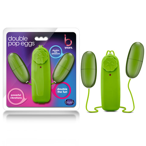 B Yours Double Pop Eggs Lime Vibrating Pleasure Set Green BULLETS