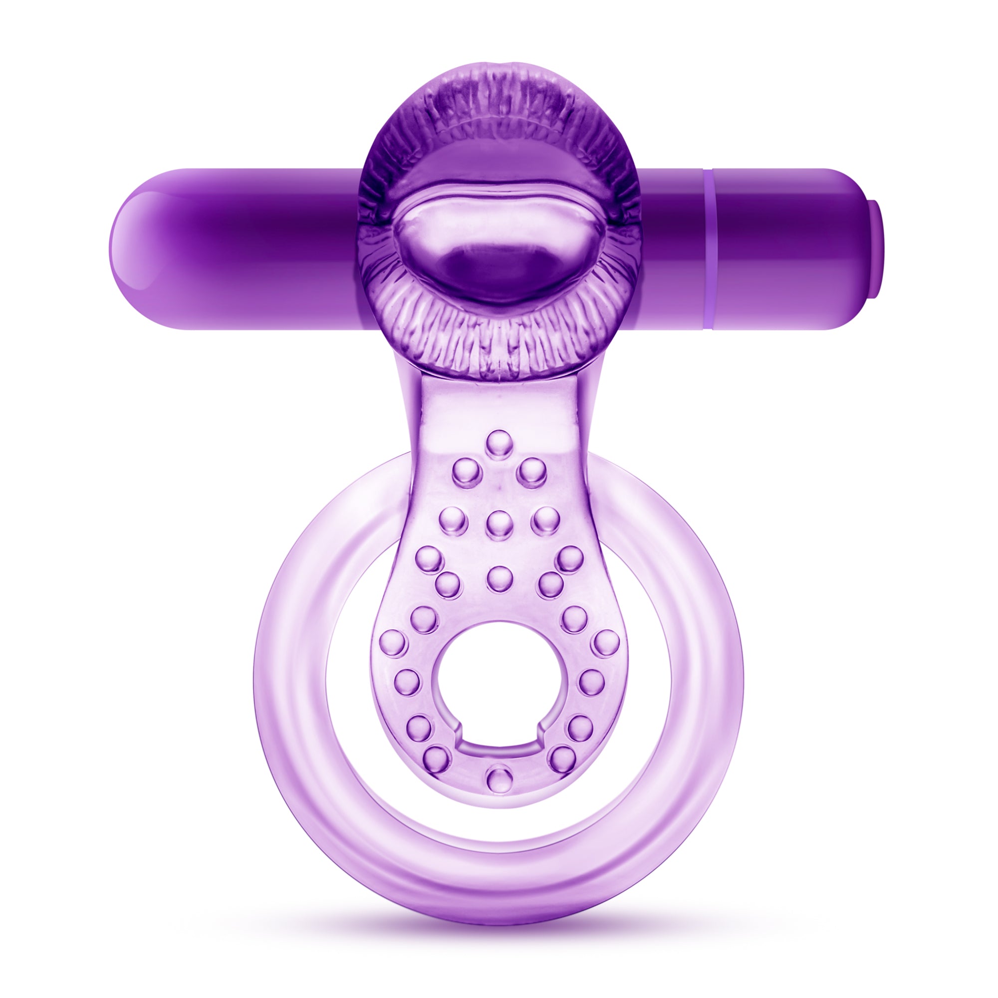Vibrating Double Strap Cockring in Purple for Intimate Play Cock Rings Vibrating