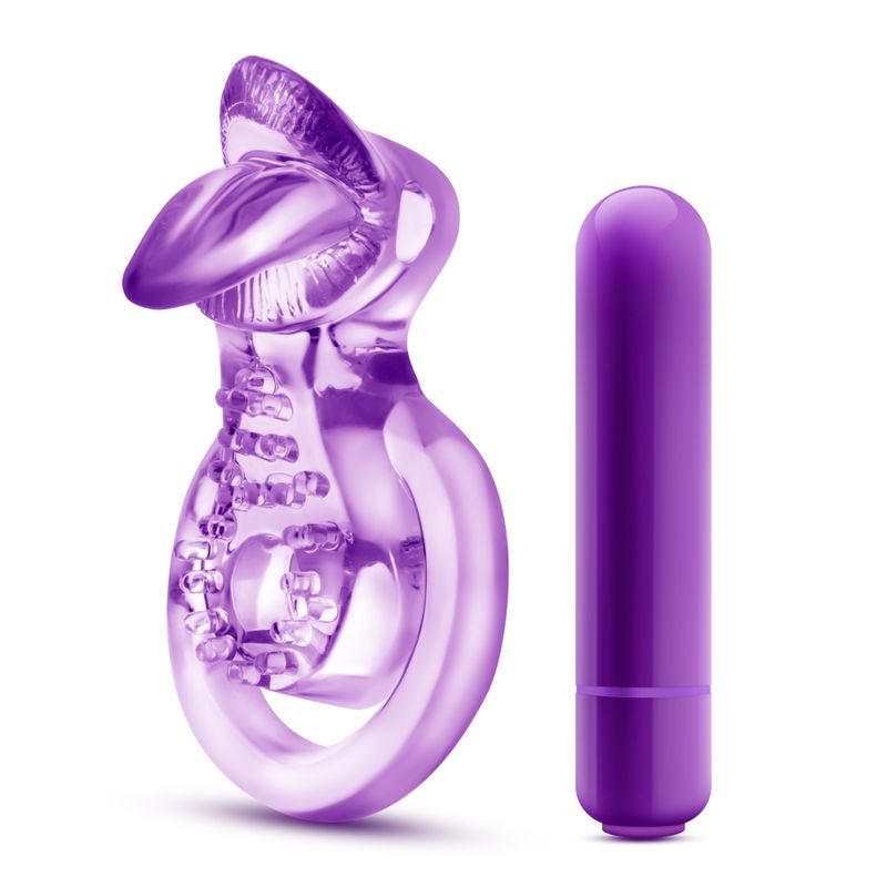 Vibrating Double Strap Cockring in Purple for Intimate Play Cock Rings Vibrating