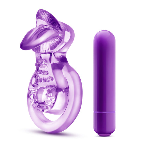 Vibrating Double Strap Cockring in Purple for Intimate Play Cock Rings Vibrating