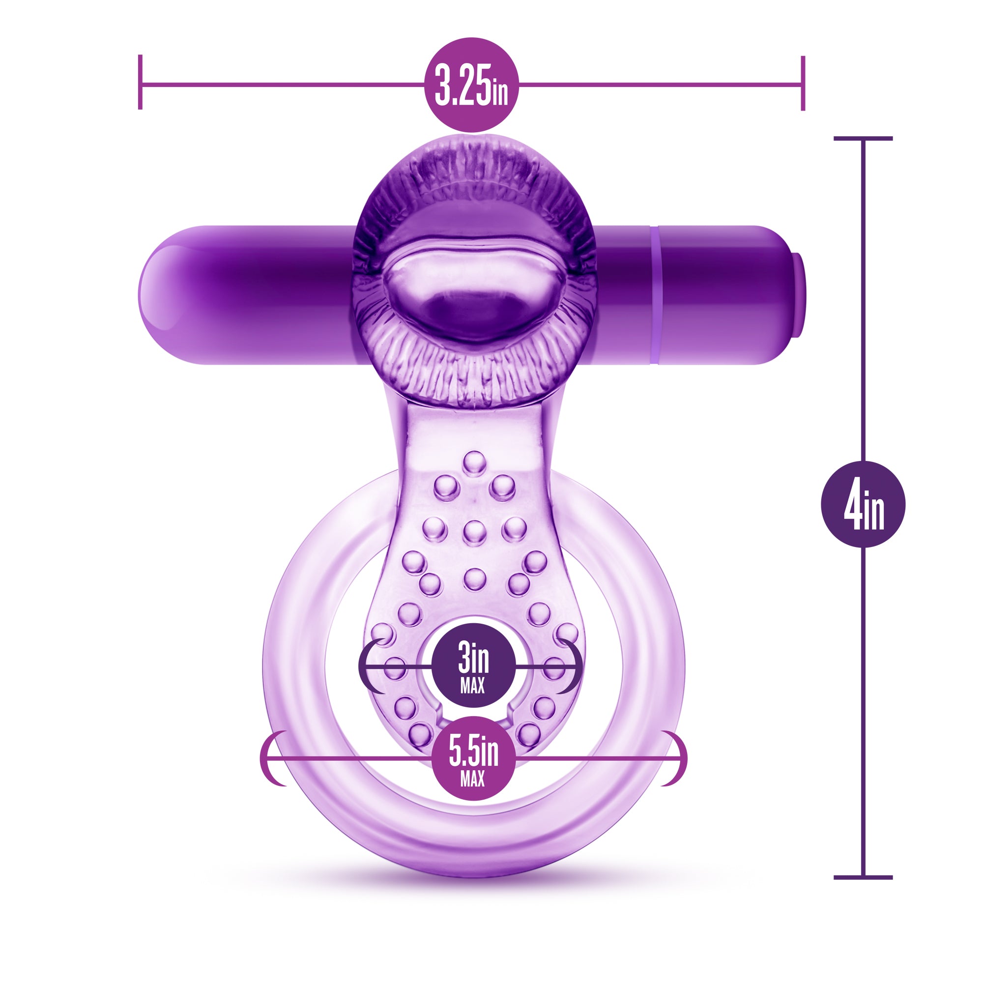 Vibrating Double Strap Cockring in Purple for Intimate Play Cock Rings Vibrating
