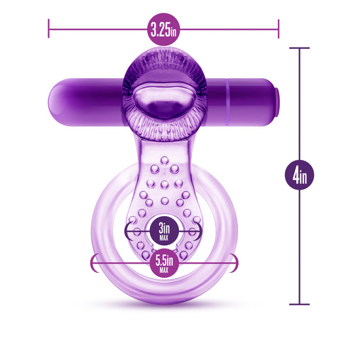 Vibrating Double Strap Cockring in Purple for Intimate Play Cock Rings Vibrating