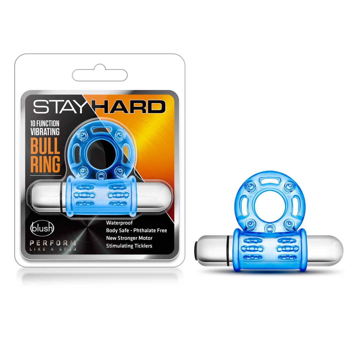 Stay Hard Vibrating Bull Ring (Blue) – 10 Function Vibrating Cock Ring > Cock Ring > Vibrating