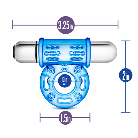 Stay Hard 10 Function Vibrating Bull Ring Blue Cock Rings Vibrating
