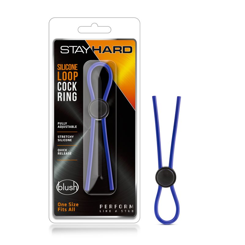 Stay Hard Silicone Loop Cock Ring in Blue > Cock Ring > Adjustable