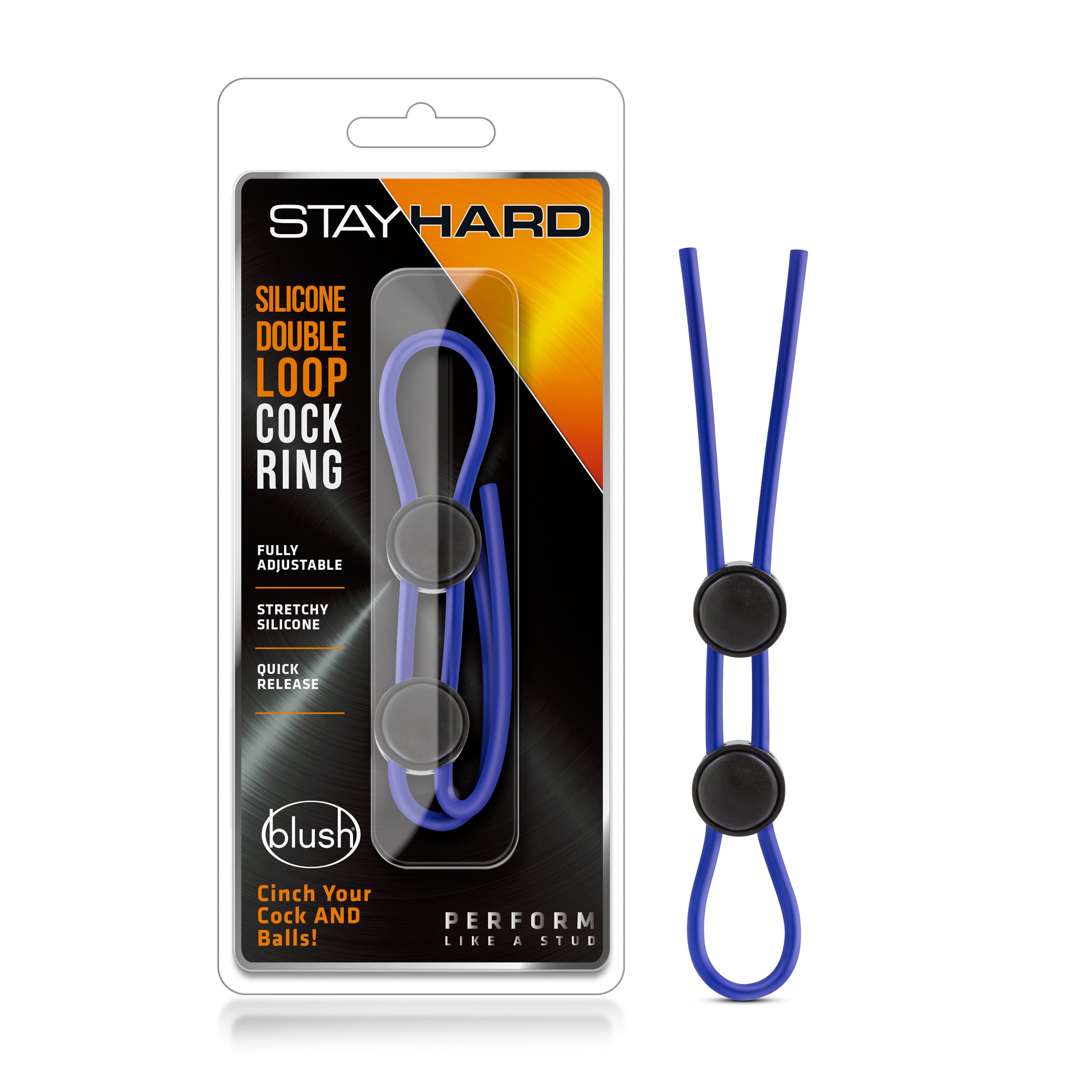 Stay Hard Silicone Double Loop (Black) – Adjustable Cock Ring Blue COCK RINGS Adjustable