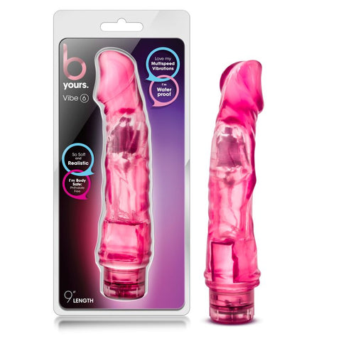 B Yours Vibe 6 Pink Realistic Vibrator with Waterproof Design DONGS Vibrating