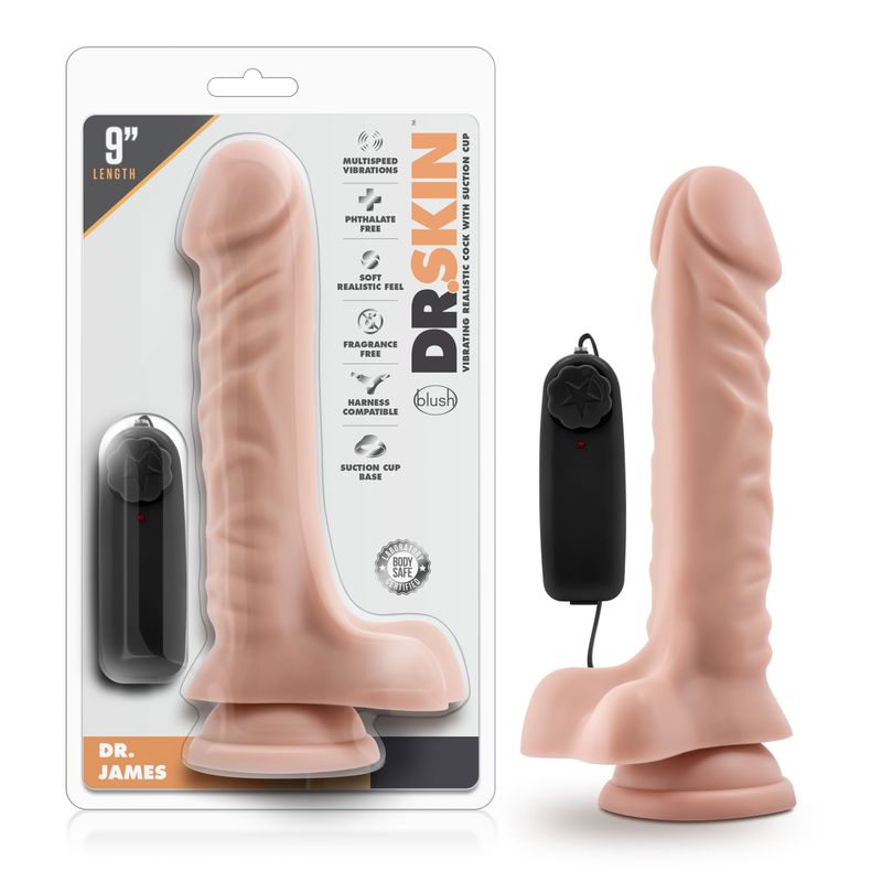 Dr Skin Dr James 9 Inch Vibrating Cock with Suction Cup Vanilla > Vibrators > Realistic Vibrators