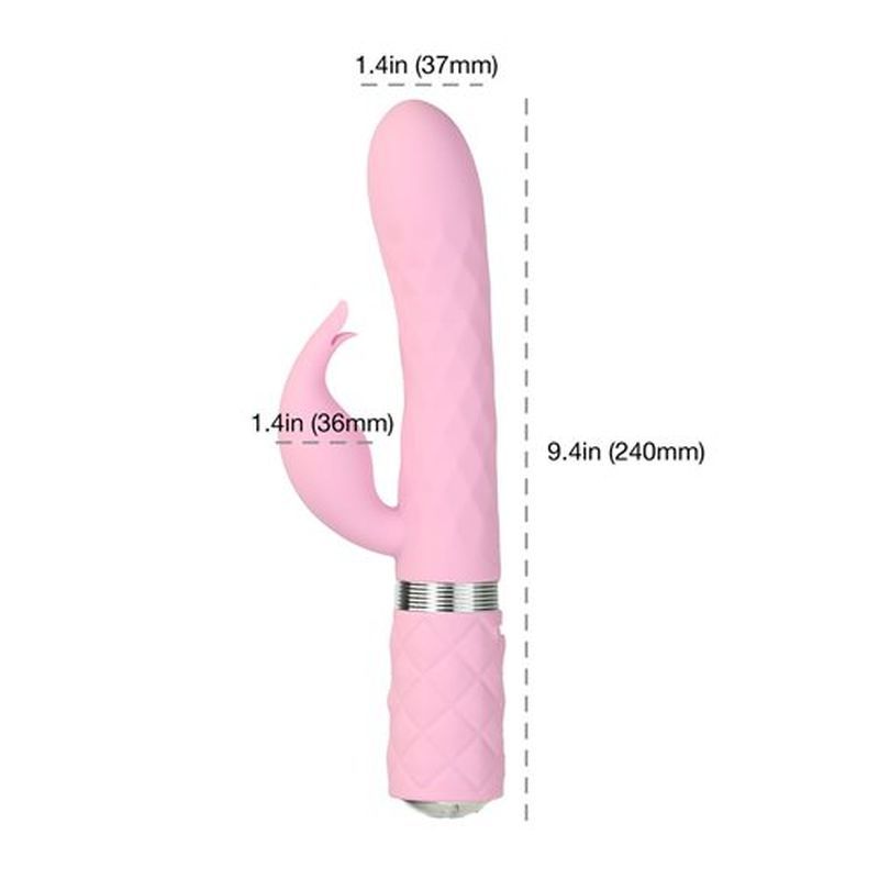 Pillow Talk Lively Pink Rabbit Dual Massager 8 Inch Clitoral Stimulator > Vibrators > Ladies > Rabbit