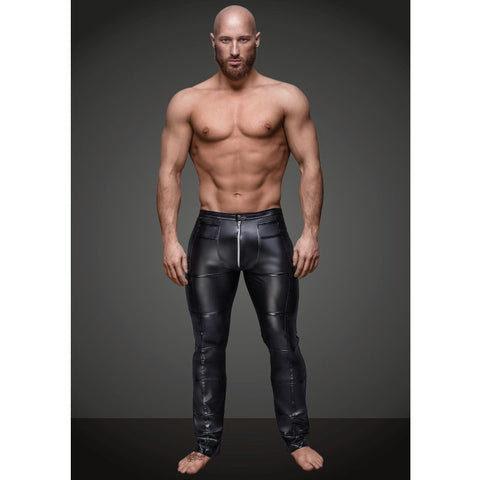 Wet Look Black Pants for Men with Zipper Detail Mens Latex