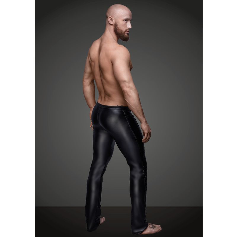 Wet Look Black Pants with Zipper Detail – Soft Form-Fitting Long Pants for Men > Clothes > Mens Latex