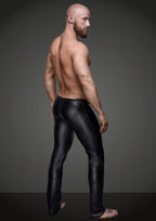 Wet Look Black Pants with Zipper Detail – Soft Form-Fitting Long Pants for Men > Clothes > Mens Latex