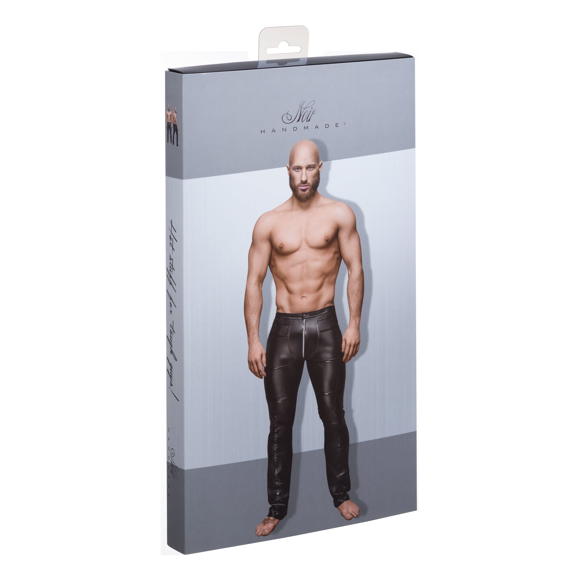 Wet Look Black Pants with Zipper Detail – Soft Form-Fitting Long Pants for Men > Clothes > Mens Latex