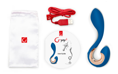 Gpop2 Indigo Blue Anatomic Vibrator 4.92 x 1.1 Inches Butt Plugs - Vibrating