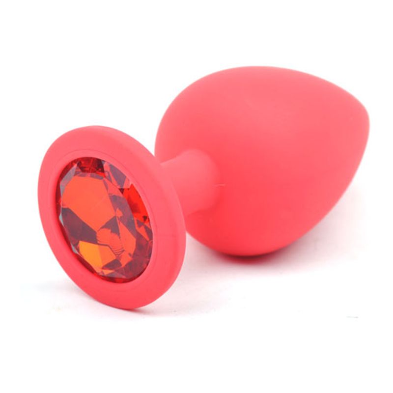 Silicone Anal Plug Large with Red Diamond – Luxury Butt Plug Red