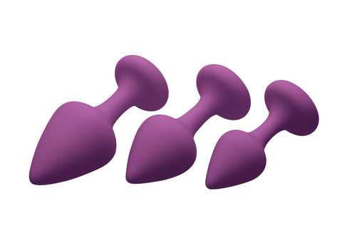 Purple Pleasures 3 Piece Silicone Anal Plugs Set Butt Plugs