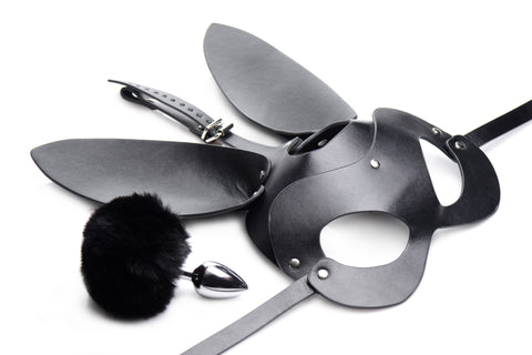 Bunny Tail Anal Plug and Mask Set for Playful Seduction and Intimate Moments Masks