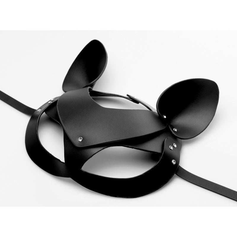 Cat Tail Anal Plug and Leather Mask Set – Adult Fantasy Play Accessories Black > Bondage Gear > Masks
