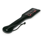 Vegan Leather Paddle - Black & Red - Imprints 'BITCH" > Bondage Gear > Paddles